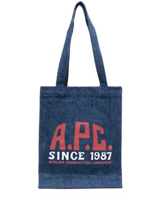 A.P.C. Lou tote bag - unisex - Organic Cotton - One Size - Blue