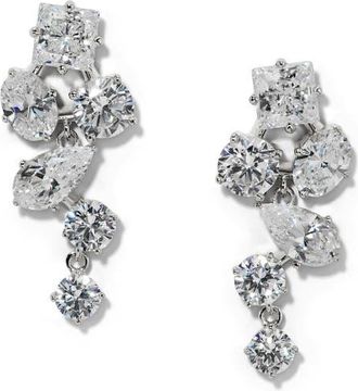 Nadri Lucia Cubic Zirconia Cluster Drop Earrings in Rhodium at Nordstrom