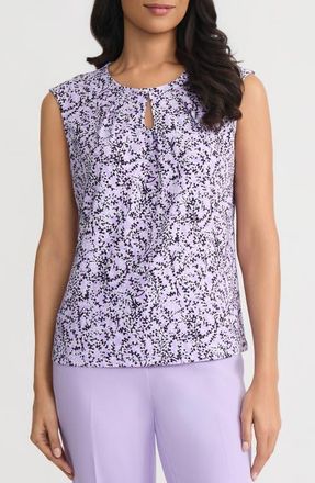 Kasper Floral Keyhole Sleeveless Top in Lavndr Mist Mlt at Nordstrom, Size X-Small