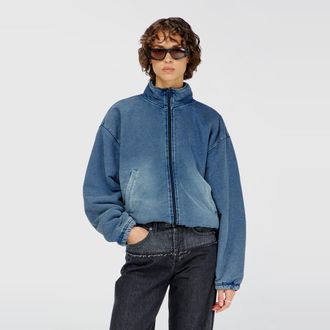 Diesel Sweat jacket with denim effect - Jackets - Woman - Blue