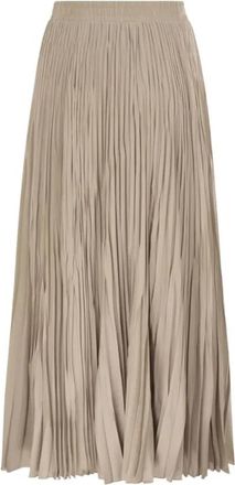 Max Mara Falda Midi Plisada Cintura El&aacute;stica - Skirts - Mujer - Beige - S