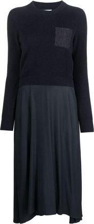 PESERICO contrasting-stitch knitted midi dress - women - Viscose/Metallic Fibre/Wool/Elastane/Virgin Wool/Silk/Cashmere - 38 - Blue