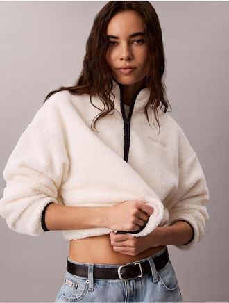 Calvin Klein Calvin Klein Womens Sherpa 1/4 Zip Sweatshirt - White - XL