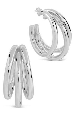 Sterling Forever Michaela Triple Hoop Earrings in Silver at Nordstrom Rack