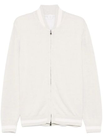 Eleventy baseball-collar cardigan - men - Cotton/Linen/Flax - S - Neutrals