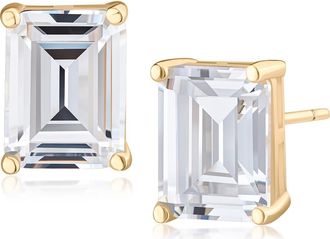 Jardin Emerald Cut Cubic Zirconia Stud Earrings in Clear/Gold at Nordstrom Rack