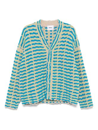 BONSAI striped cardigan - unisex - Wool/Cotton/Polyamide - L - Blue