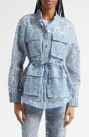 Veronica Beard Lane Burnout Floral Jacket in Lakeshore at Nordstrom, Size X-Small