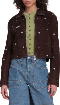 Avec Les Filles Grommet Studded Suede Jacket in Chocolate at Nordstrom, Size X-Small