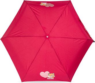 Moschino Folding Umbrella With Logo, Unisex, Red