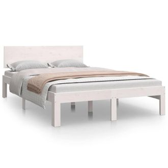 Berkfield Home Bed Frame White Solid Wood 120x190 cm Small Double