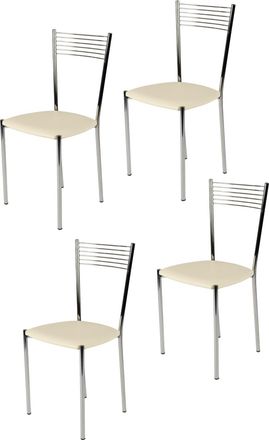 Tommychairs Tommychairs 4 Sillas Elegance Acero Cromado, Asiento Polipiel Marfil