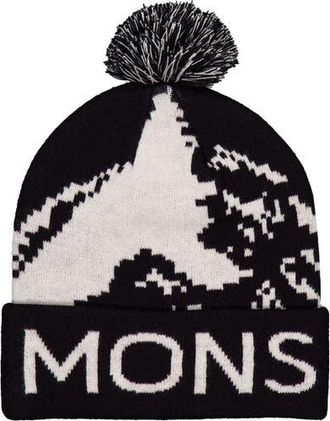 Mons Royale Mtn Pixel Merino Pom Pom Beanie in Black/white at Nordstrom