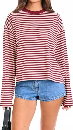Lioness Wine Down Long Sleeve Top In Red