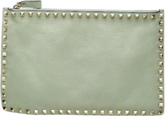 Valentino Pre-owned Rockstud Garavani Leren Clutch Tas - Dames - Vintage Clutch - Groen - ONE Size - Leer - Vintage