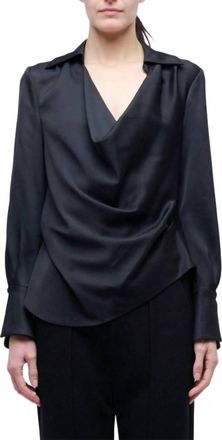 SIMKHAI Symone Long Sleeve Cowl Neck Top In Black