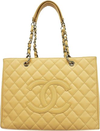 Chanel Beige Grained Calfskin Tote Bag (Pre-Owned)
