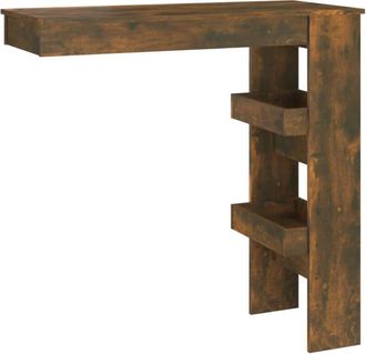vidaXL Mesa de bar de pared contrachapada roble ahumado 102x45x103,5cm vidaXL