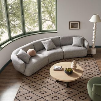 Castlery Gray Performance Fabric Curve Sofa | Auburn by Castlery, Modular Lounge, Grey