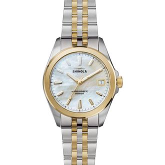Shinola Circadian Monster Mother-of-Pearl Automatic Bracelet Watch, 36mm in White at Nordstrom