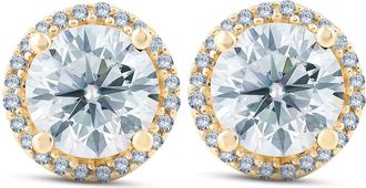 Pompeii3 2 1/5 Ct Diamond Halo Screw Back Studs 10k Yellow Gold Lab Grown