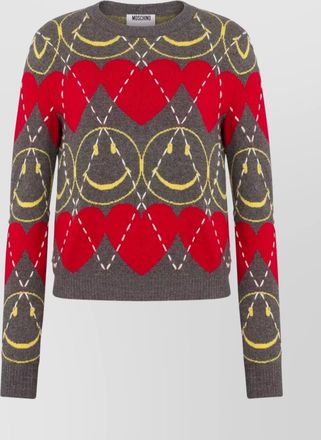 Moschino diamond knit crew neck sweater
