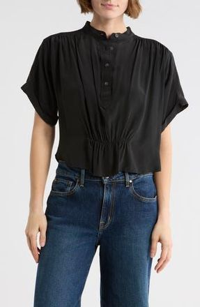 Madewell Grace Short Sleeve Peplum Top in True Black at Nordstrom Rack, Size Xx-Large