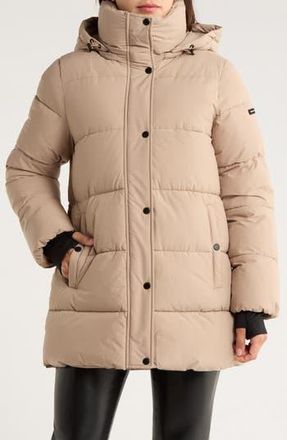 BCBGeneration Water Resistant Hooded Puffer Jacket in Latte at Nordstrom Rack, Size Xx-Small