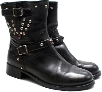 Ralph Lauren Stud Detail Black Ankle Boots Size 41.5
