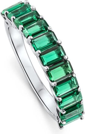 Pompeii3 2.50Ct Emerald 11-Stone Wedding Anniversary Ring Stackable 14k White Gold Band