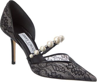 Jimmy Choo London Aurelie 85 Lace & Leather Pump