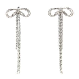 Self Portrait Double Crystal Bow Earrings - female - Self Portrait - Earrings - Gray - ONE SIZE - Accessories