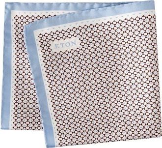 Eton Geometric Print Silk Twill Pocket Square in Medium Red at Nordstrom
