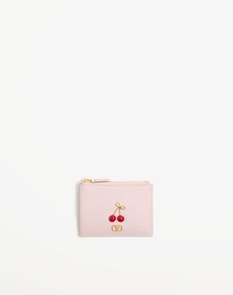 Valentino Garavani Cherryfic Grainy Calfskin Cardholder Woman ROSE QUARTZ UNI