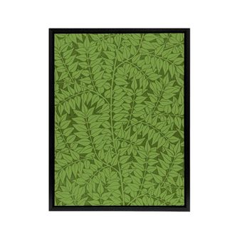 Artery8 Leafy Branch Green Pattern W. Morris Black Framed Canvas Wall Art | Size: W24 x H32