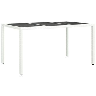 Berkfield Home Garden Dining Table White 150x90x75 cm Poly Rattan | Size: 150 x 90 x 75 cm