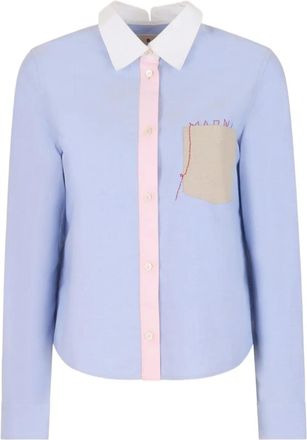 Marni contrast-collar oxford shirt - Blue
