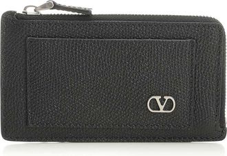 Valentino Garavani Vlogo Leather Zip Around Card Holder