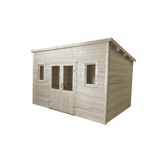 Foresta Caseta De Jard&iacute;n De Madera 380x280 Cm - Espesor De Pared 28 Mm - Techo De Acero Galvanizado - Ventanas De Cristal - Lax4030.02 Foresta
