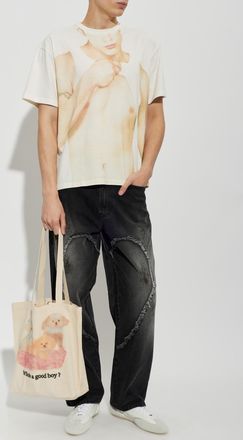 Carne Bollente T-shirt With Print, Mens, Cream
