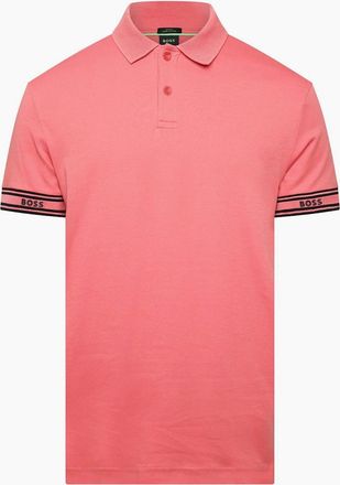 HUGO BOSS Mens Zone Stripe Cuff Polo Shirt - Pink - Size: 44