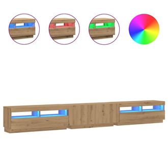 Berkfield Home TV Cabinet with LED Lights Artisan Oak 300x35x40 cm Engineered Wood in Brown | Size: 300 x 35 x 40 cm
