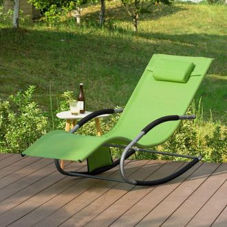 SoBuy Sobuy - poltrona dondolo sdraio relax sedia a sdraio con poggiatesta Verde chiaro OGS28-GR