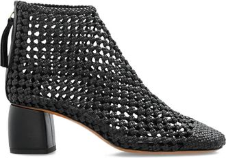 Forte_Forte 60 mm geweven leren enkellaarzen - Zwart