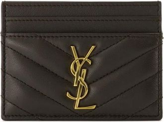 Saint Laurent Cassandra matelass&eacute; leren pasjeshouder - Bruin