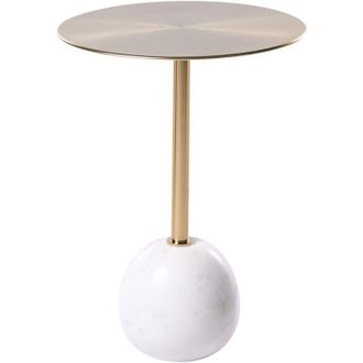 Beliani Elegante tavolino rotondo con piano in metallo e base in marmo Bianco e oro Oahe
