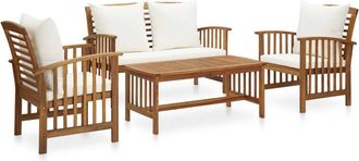 vidaXL 4 Piece Garden Lounge Set with Cushions Solid Acacia Wood, 3057975