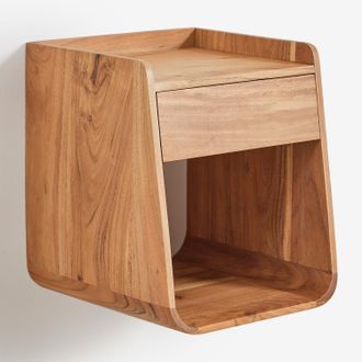 Sklum Pack De 2 Mesitas De Noche Flotantes 35x35 Cm En Madera De Acacia Berigem Sklum