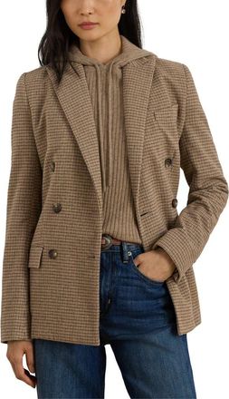 Lauren Ralph Lauren Double Breasted Wool Blend Twill Blazer in Brown/Taupe Multi at Nordstrom, Size 14