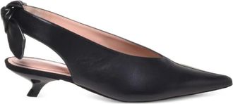 Alberta Ferretti Pointed Leather Slingback - Dames - Pumps - Zwart - 38 EU - Leer - Schoenen